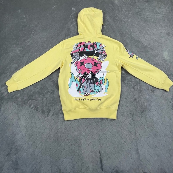 Kids Yellow Graphic Hoodie Size 8 - Picture 6 of 13